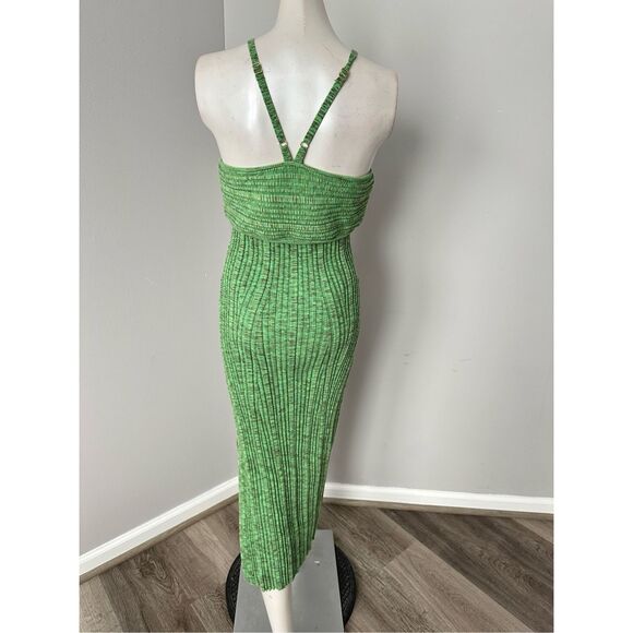 NWT Cult Gaia Halter Cutout Side Slit Elfreda Knit Midi Dress Emerald Small $425 - Picture 8 of 12